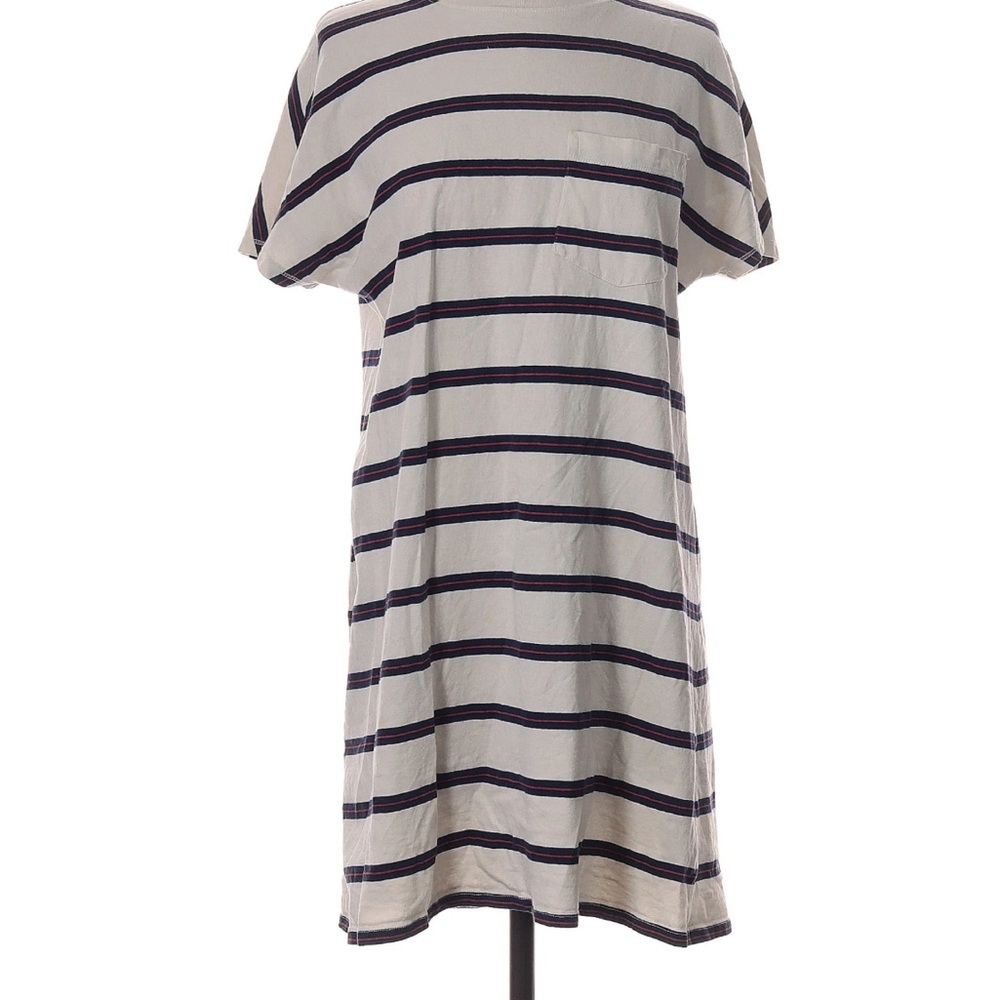Madewell Blue and White Bateau Neck Dolman Sleeve Dress